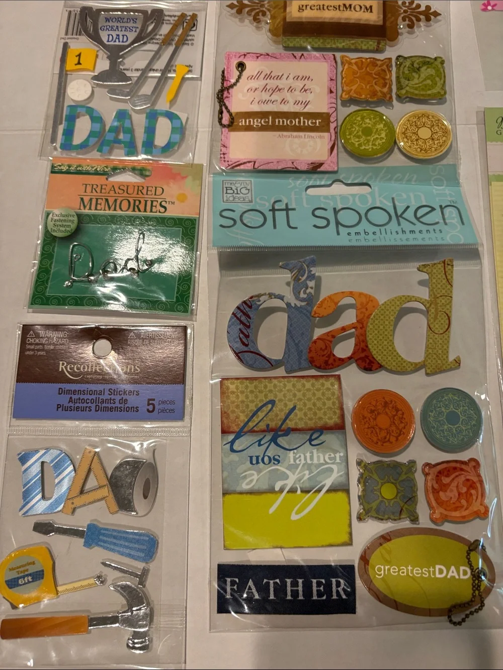 Scrapbook Embellishments mom & dad lot 7